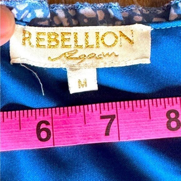 Rebellion Bohemian Plunging V-Neckline Blue Colored Maxi Dress Size Medium - Picture 6 of 15